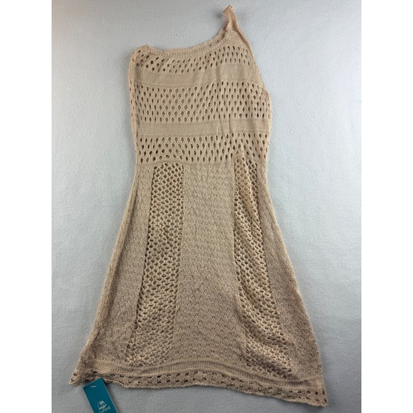 Cupshe Dresses & Skirts - Cupshe Crochet Knit Dress Tan Beige Sleeveless Beach Cover Up Medium